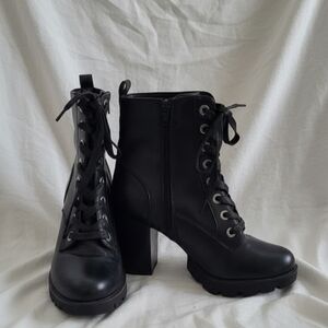 Black Lace-Up Ankle Boots